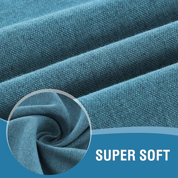 H.VERSAILTEX Linen Textured Tablecloth Round 70 inch Waterproof Decorative Table Cloth Spill-Proof Linen Look Cover for Party Table Extra Soft and Thick Fabric Wrinkle Free, Heather Storm Blue