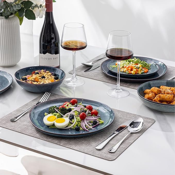 AmorArc Ceramic Dinnerware Sets,Handmade Reactive Glaze Stoneware Plates and Bowls Set,Highly Scratch Resistant | Dishwasher & Microwave Safe Dishes set,Service for 6 (18pc)