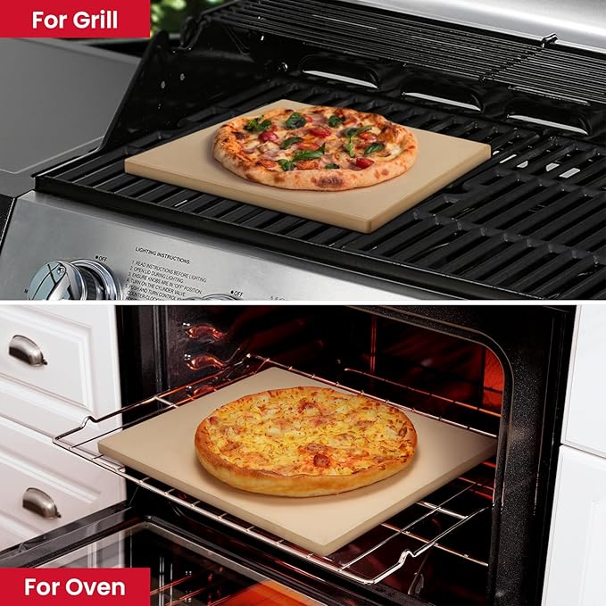 Unicook Large Pizza Stone for Oven and Grill, Heavy Duty Baking Stone for Bread, Thermal Shock Resistant Cordierite Pizza Pan, 16 x 14 Inch Rectangular