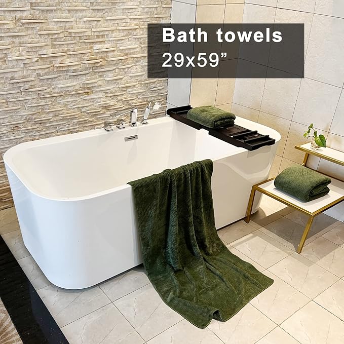 YTYC Towels,29x59 Inches Extra Large Bath Towels for Bathroom Super Soft Quick Dry Light Weight Waffle Microfiber Shower Towels 80% Polyester 20% Nylon (Olive Green,4 Piece)