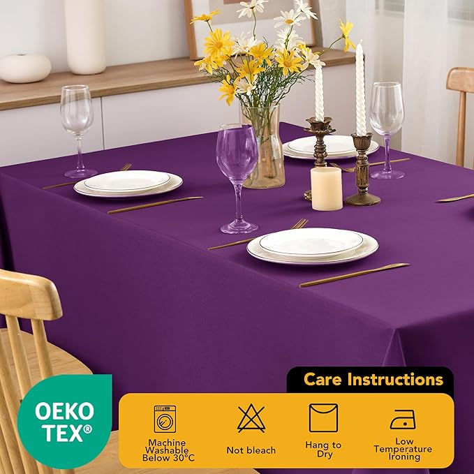 6-Pack Purple Tablecloths for Square Tables, 54 x 54 Inches, Stain-Resistant Polyester Fabric for 2 Foot Tables - Washable Table Covers for Weddings, Banquets, Birthday Parties, Events