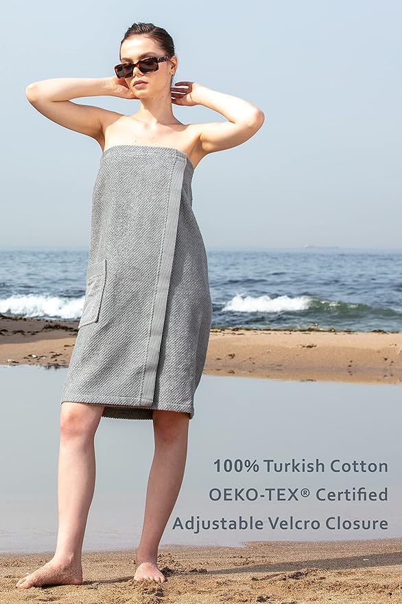 SEYANTE Spa Towel Wrap for Women - 100% Turkish Cotton Body Towel Wraps with Adjustable Closure - OEKO-TEX® Certified
