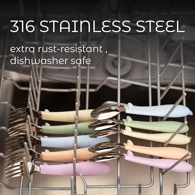 ASOMIC Premium 316 Stainless Steel Cutlery Set with Food-Grade Silicone Handles for Toddlers & Kids, 6-Piece Utensils Set with Safe Spoons & Forks, Durable & Dishwasher Safe (Pink/Lavender/Ivory)