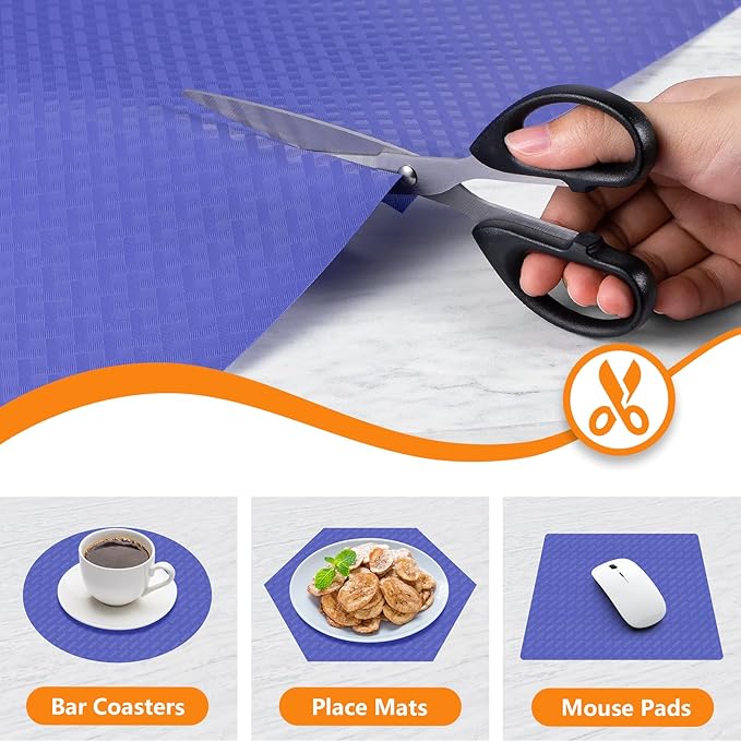 Shelf Liners for Kitchen Cabinets Refrigerator Liners Waterproof Plastic Kitchen Cupboard Liner Non Adhesive Drawer Mats EVA Material Fridge Liner for Shelves - Blue 11.8 x 118 Inches