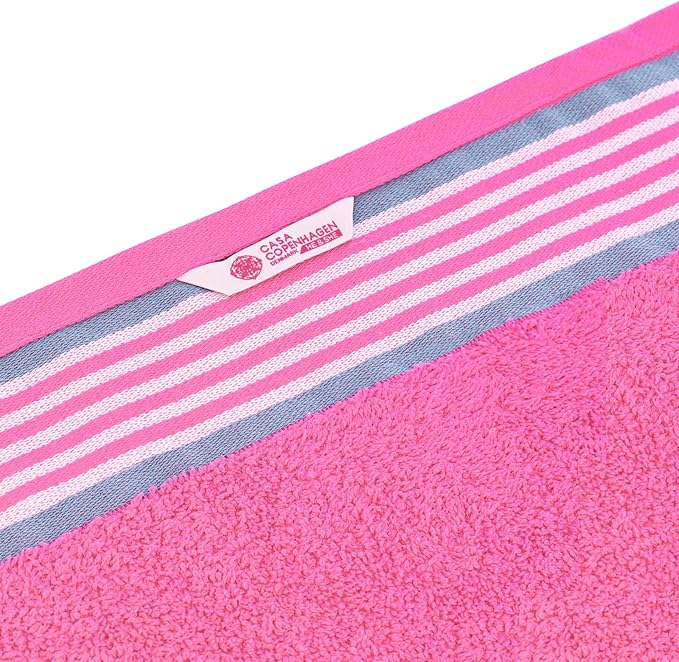 CASA COPENHAGEN He & She 6 Pieces Towel Set- Dusty Blue + Pink, 550 GSM 2 Bath Towel 2 Hand Towel 2 Washcloth, Designed in Denmark Made of Soft Egyptian Cotton for Bathroom, Kitchen & Shower