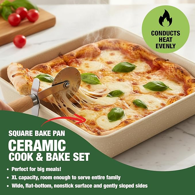 Granitestone 20 Pc Ceramic Cookware Set Nonstick, Complete Pots and Pans Set Non Stick for Kitchen with 5 Pc Bakeware Set, Deep Frying Pan Set, & Steamer, Non Toxic PFOA Free, Oven & Dishwasher Safe