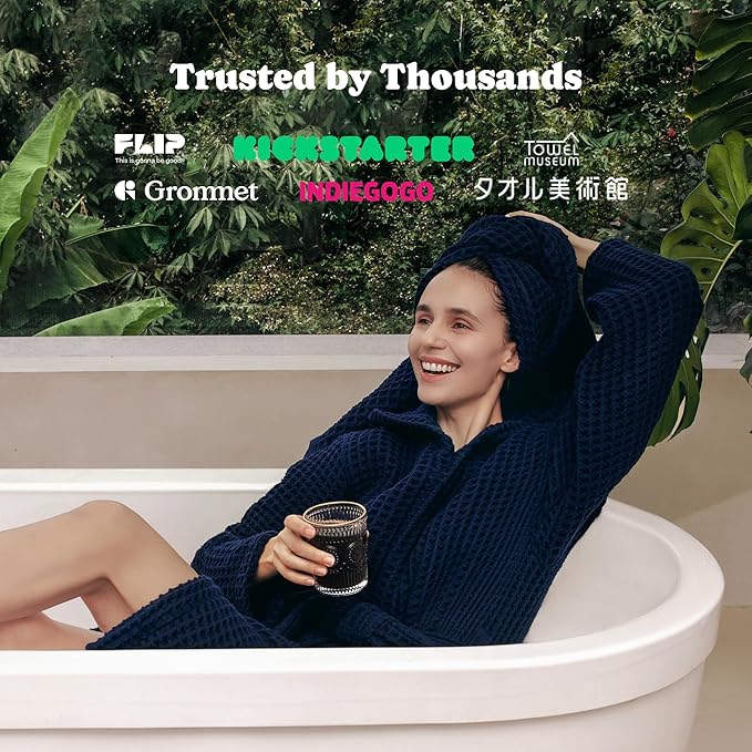 Luxury Organic Japanese Cotton Waffle Bath Towel | Thick, Absorbent, Quick Dry Bathroom Towels for Shower, Sauna, Onsen| Hotel & Spa Quality, Gift-Ready (Ocean Blue, Bath Towel Set (3-Piece))