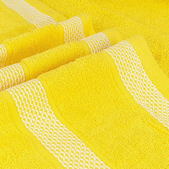 CASA COPENHAGEN Solitaire 6 Pieces Towel Set- Butter Yellow, 600 GSM 2 Bath Towel 2 Hand Towel 2 Washcloth, Designed in Denmark Made of Soft Egyptian Cotton for Bathroom, Kitchen & Shower