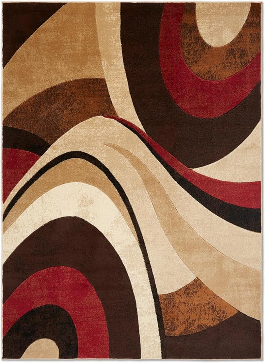 Home Dynamix Tribeca Slade Modern Area Rug, Abstract Brown/Red 5'2"x7'2"