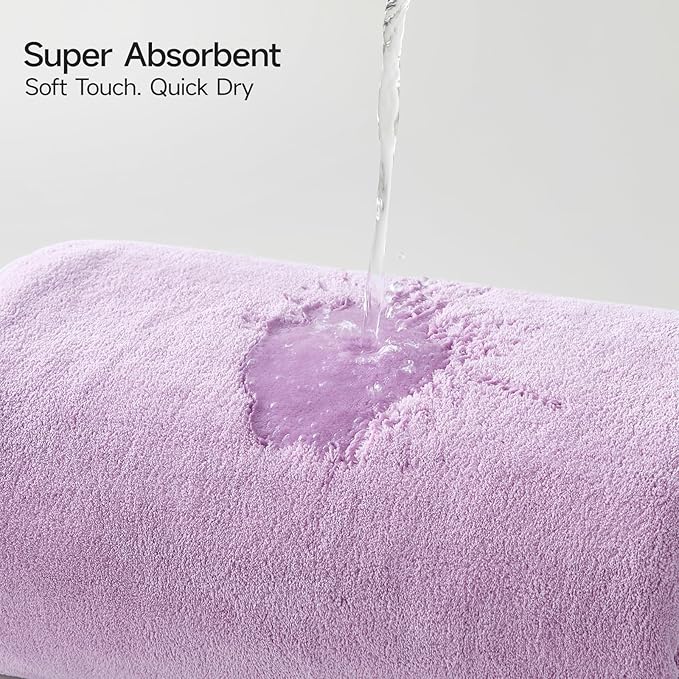 REDKISS Bath Towels Set of 6 - Oversized Bath Sheets (70 x35 in), 670GSM Ultra Soft & Highly Absorbent, Quick Dry Purple Towel Sets for Bathroom, Spa, Hotel, Gym