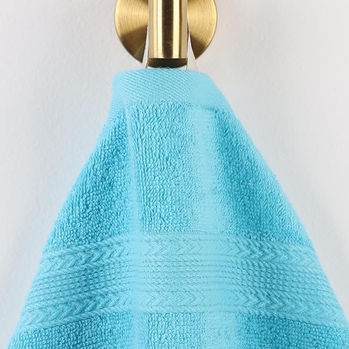 Superior Eco-Friendly Cotton 6-Piece Hand Towel Set, Small Towels for Spa, Resort, Hotel, Guest Bath, Kitchen, Quick Dry, Soft, Bathroom Accessories, Home and Apartment Essentials, Turquoise