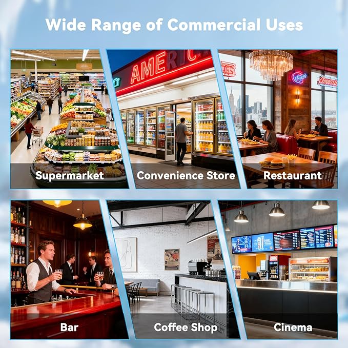 Commercial Beverage Refrigerator with Glass Door, 21.2 Cu.Ft Display Fridge Beverage Cooler with Customizable Lightbox Adjustable Shelves, Drink Fridge Merchandiser for Restaurant Shop, Black