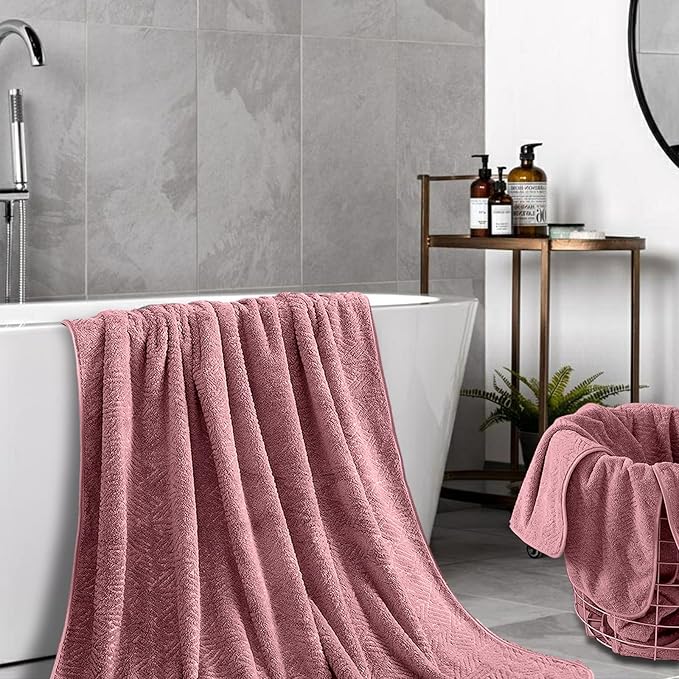 Large Bath Towels 35x70 Inch Extra Large Bathroom Towels Bath Sheets Towels for Adults, Quick Dry Towel Super Soft Absorbent Oversized Towels Microfiber Shower Towels For Spa Gym(4 Pcs Burgundy)