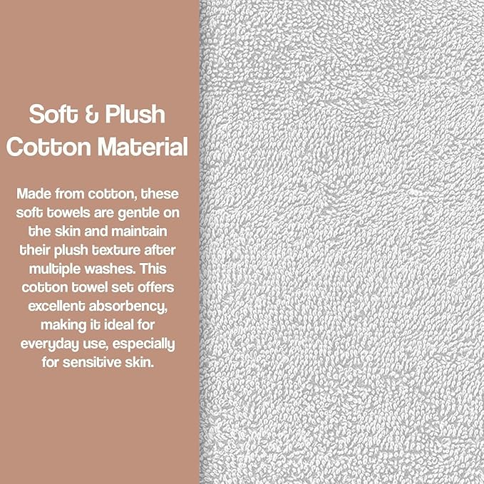 3 Piece Laced Bath Towels Set for Bathroom, Bath, Hand & Wash Cloths, Decorative Stylish Plush Cotton Washcloths - Showering, Face & Body Washing, Airbnb Essentials & Host Accessories, White