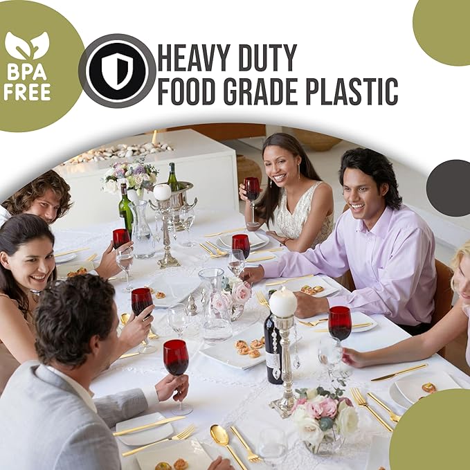 Gold Plastic Silverware Set Gold Silverware Disposable Forks and Spoons Disposable 120 Pack Plastic Utensils Set Includes 3 x 40 each Knives & Spoons & Forks For Parties and Events by Trendables