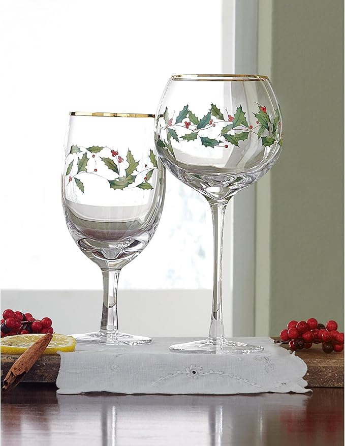Lenox 849606 Holiday 4-Piece Iced Beverage Glass Set, Christmas Dinnerware, Hosting