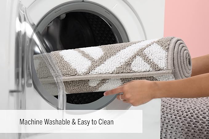 Nautica – Runner Rug | Indoor Runners for Hallways and Entry Rugs| Non-Slip and Non-Skid Entry and Kitchen Door Mat| Machine Washable Entryway Carpet Rugs | 26” x 45” |Chain Light Grey White