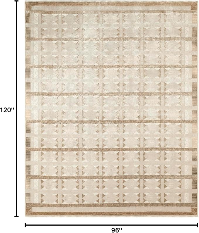 Nourison Nordic Taupe 8' x 10' Scandinavian Area Rug - Easy Cleaning, Non Shedding, Bed Room, Living Room, Dining Room, Kitchen (8' x 10')