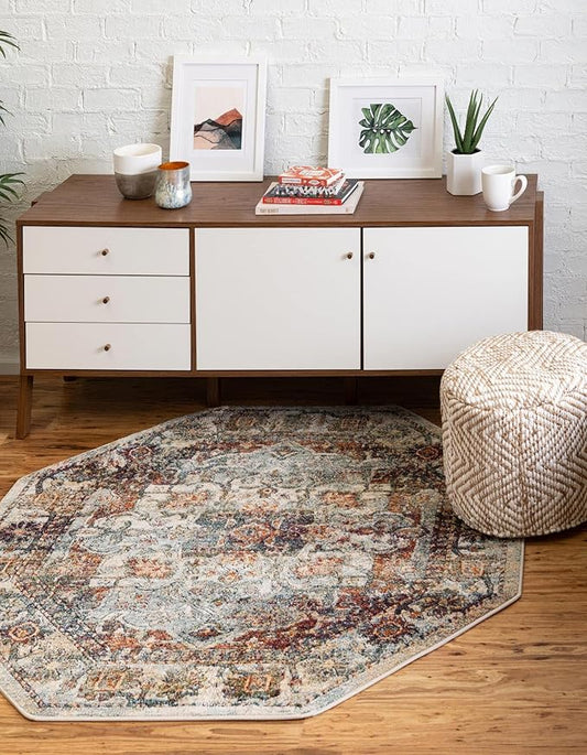 Unique Loom Isabella Collection Area Rug - Adjani (5' 1" Octagon, Ivory/ Beige)