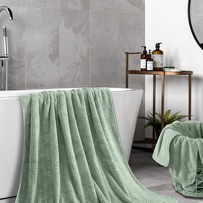 CHINO Bath Towel Set, 2 Oversized Large Towels/2 Hand Towels/4 Washcloths, Quick Dry Towel Soft Absorbent Shower Towel Set Hotel Spa(8 Pack)