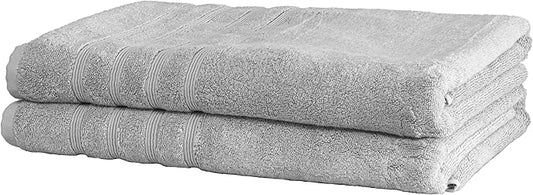 Mosobam Luxury Turkish Towels Set of 2 Bath Sheets 35X70 Light Grey (Gray) 700 GSM Bamboo Viscose & Aegean Turkish Combed Cotton
