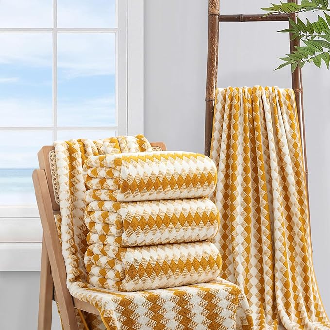 4 Piece Bath Towel Set Oversized Bath Sheet 35"x70" Bathroom Towel Extra Large Bath Towel Set Soft Highly Absorbent Quick Dry Premium Bath Towel for Bathroom Shower Spa Gym Hotel,Golden Brown