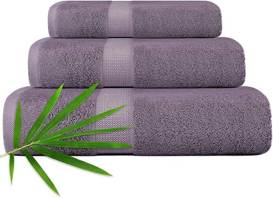 3PC Bathroom Towel Set for Face and Body, Sensitive Skin Lavender Purple Luxury Towels Set for Adult Students Kids Baby, Super Soft Highly Absorbent Towels Set for Bathroom 3 PC