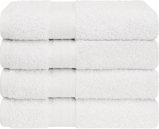 4 Pack Hand Towel Set, 100% Cotton Hand Face Towels for Bathroom, White