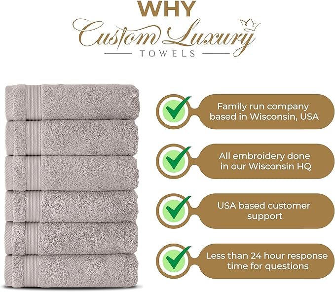 Monogrammed Hand Towels for Bathroom | Luxury Turkish Cotton | Embroidered in USA | Set of 2 | Choose Set Color and Monogram Color | A - Z | Modern Font