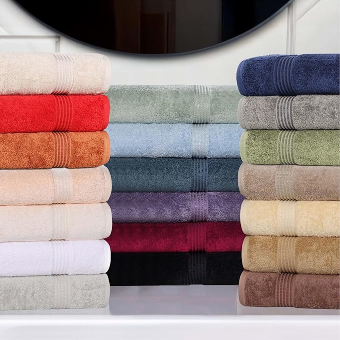 Superior Egyptian Cotton Bath Towel Set, Home Bathroom Towels, Master, Guest Bath, Decor Essentials, Quick Dry, Absorbent, Large Body Towels, Spa, Hotel, Resort, Adult, Kids, Set of 2, Toast
