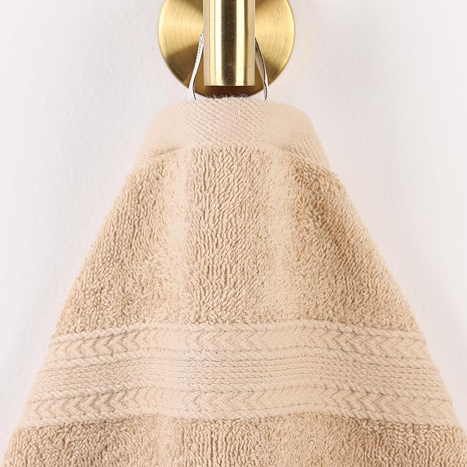 Superior Eco-Friendly Cotton 12-Piece Face Towel/Washcloth Set, Small, Fast Drying Towels for Face, Spa, Resort, Hotel, Hand, Shower, Guest Bathroom, Home, Airbnb, Apartment Essentials, Camel