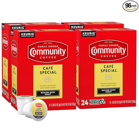 Community Coffee Café Special Medium Dark Roast, 96 Single-Serve Keurig K-Cup Pods, 24 Count (Pack of 4)