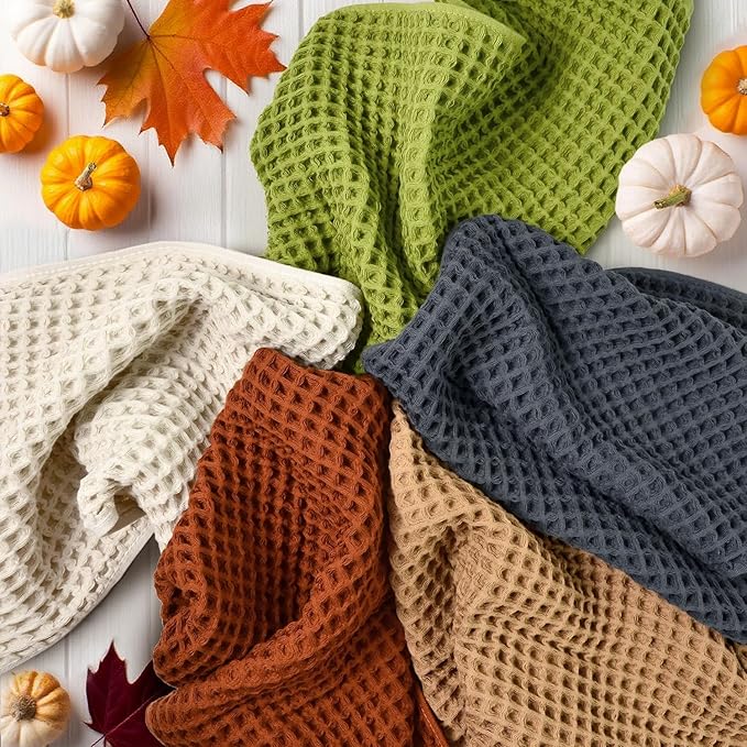 Jacquotha Waffle Hand Towel Set (5 Colors) – Cotton Soft Lint-Free Quick Drying Towels for Family, Bathroom, Gym, Spa, Kitchen, 13” x 29”