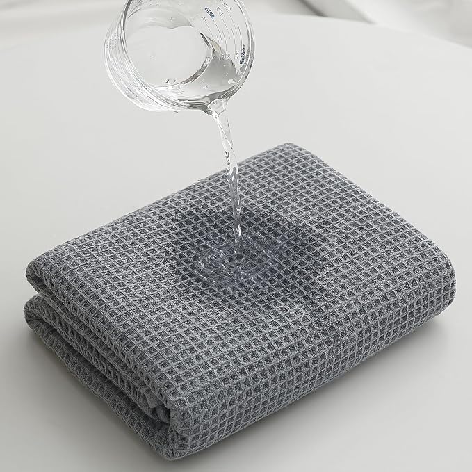 40 x 80 Inches Extra Large Bath Sheets Towels Microfiber Waffle Oversized Bath Towels for Bathroom Quick Dry Lightweight (Dark Grey, Bath Sheets set-6PCS)