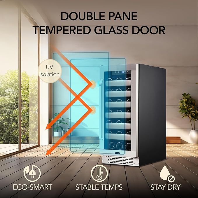 Whynter BWR-33SD 33 Bottle Built-In Wine Refrigerator, Multicolor