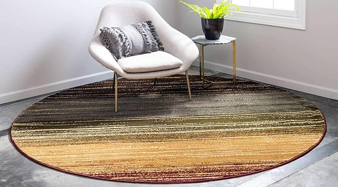 Unique Loom Barista Collection Area Rug - Mundo Nova (4' 1" Round, Beige/ Blue)
