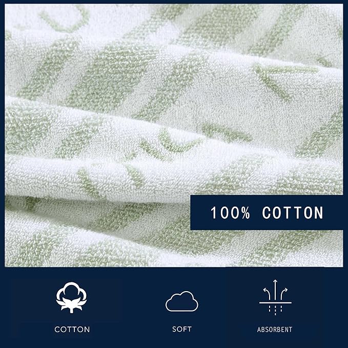 Nautica - Bath Towels, 100% Soft & Absorbent Plush Cotton Towels with Yarn Dye Loops, Medium Weight Bathroom Towels (Minera Greene, 6 Piece)