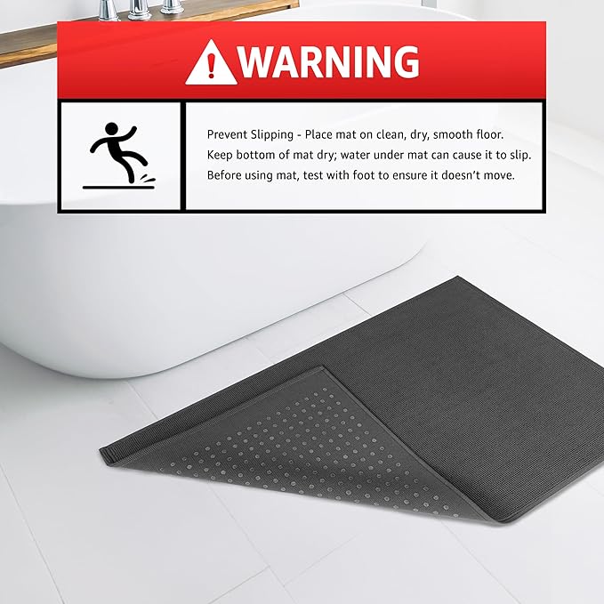 American Soft Linen Bath Rug, 20 in 34 in 100% Cotton Bath Mats Rugs for Bathroom, Slip Reducer Washable Shaggy Form Area Rugs, Gray Bath Rug