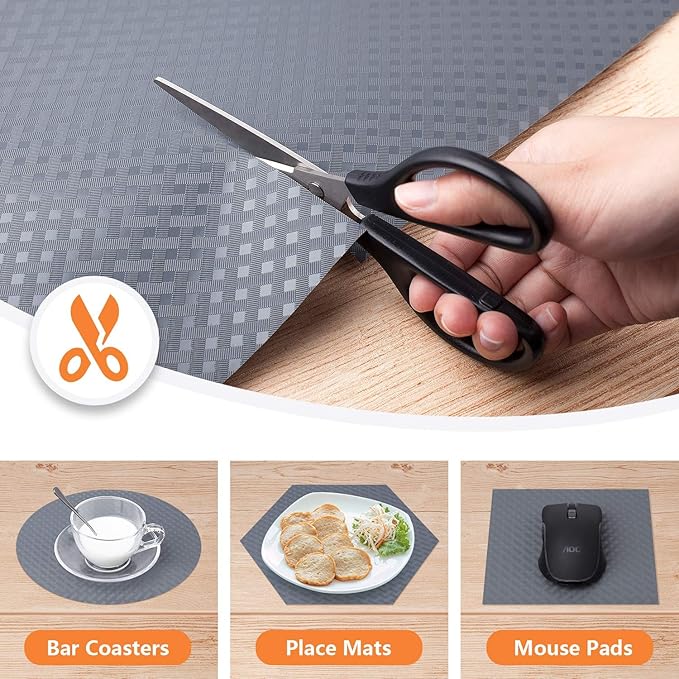 Shelf Liners for Kitchen Cabinets Refrigerator Liners Waterproof Kitchen Cupboard Liner Durable Plastic Drawer Mats EVA Material Non Adhesive Fridge Mats for Shelves - Gray 17.5 x 236.2 Inches