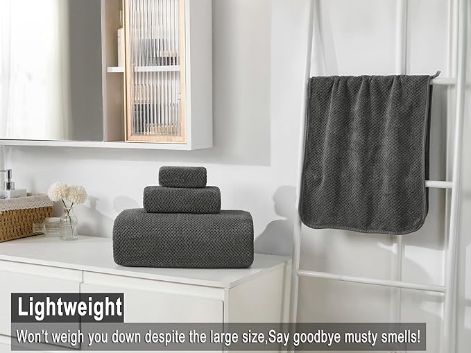 Large Bath Towels Set 30x60 Inches Super Soft Absorbent Quick Dry Luxury Microfiber Shower Towels for Bathroom -Charcoal Grey,Pack of 6