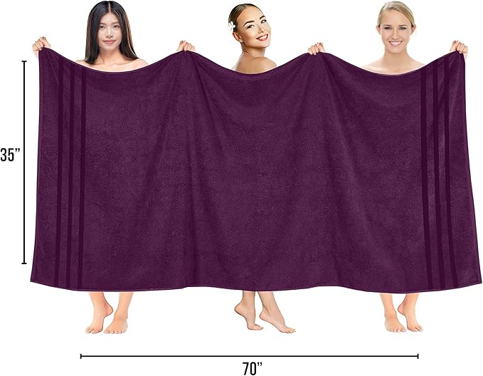 RIVERSIDE Pack of 2 Extra Large Bath Sheets 35 x 70 Inches - 100% Ring Spun Cotton Hotel Quality Oversized Bath Towels - Super Soft, Highly Absorbent & Quicker to Dry - Purple Passion