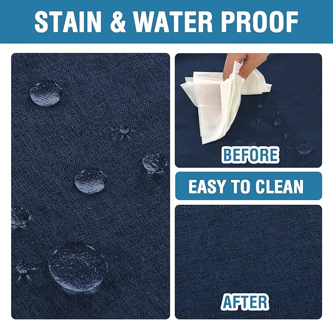 H.VERSAILTEX Linen Textured Tablecloth Round 70 inch Waterproof Decorative Table Cloth Spill-Proof Linen Look Cover for Party Table Extra Soft and Thick Fabric Wrinkle Free, Heather Navy