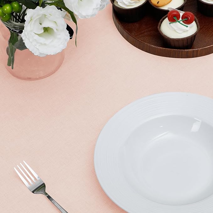 Easy-Going Faux Linen Waterproof Spill-Proof Tablecloth Stain Resistant Rectangle Table Cloth Wrinkle Free Decorative Fabric for Kitchen, Dining, Party, Weddings, Restaurants (60x84 in, Pink)