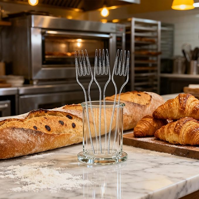 Zcaukya 100 Count Disposable Plastic Forks Set, Clear Plastic Forks Bulk, Heavy Duty Solid Utensils for Parties, Catering, and Everyday Use