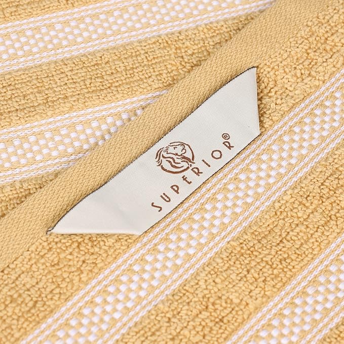 Superior Cotton Bath Sheet Set, Zero Twist, Ribbed Geometric, Oversized Large Absorbent Body Towels, Luxury Soft Quick Dry, Shower, Spa, Hotel, Pool, Guest Bathroom, Home Essentials, Set of 2, Gold