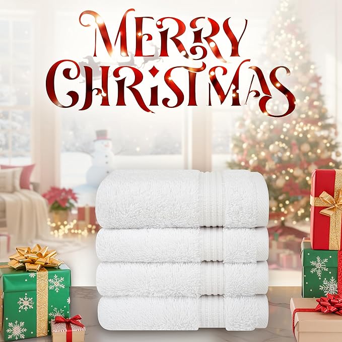 Cotton Paradise 100% Cotton Turkish Washcloth Set for Bathroom, 4 Piece Soft Absorbent Small Hand Face Towels Wash Rags, White