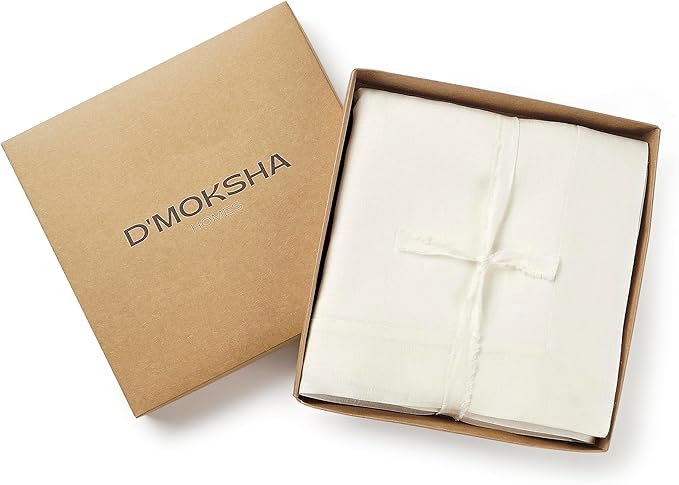 D'Moksha Homes Ivory Linen Tablecloth 60 x 144 Inch - 100% Pure Linen Table Cloth for Rectangle Tables - Machine Washable Tablecloth for Winter, Holiday, New Year