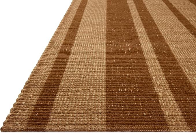 Loloi Leanne Ford Weatherstaff Collection WTS-04 Cinnamon/Natural 7'-9" x 9'-9" Area Rug Jute, Striped, Neutral, Living Room, Bedroom, Dining Room