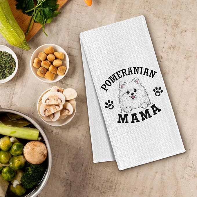 Pomeranian Kitchen Towels, Dog Mama Pomeranian Gifts for Women & Dogs Moms, Dog Lover Gifts Decorative Hand Towels for Bathroom, 16x24 Inch