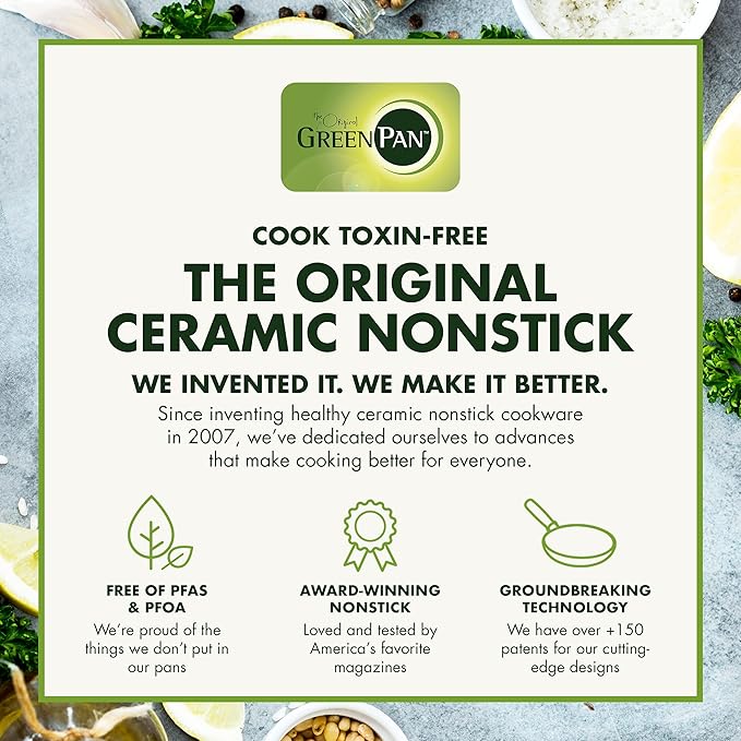 GreenPan Chatham Hard Anodized Healthy Ceramic Nonstick, 11" Griddle Pan, PFAS-Free, Dishwasher Safe, Oven Safe, Gray